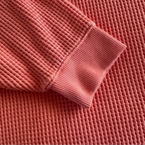 Aerie Pink Waffle Knit Thermal Top Long Sleeve Crewneck Relaxed Fit XXL - Picture 7 of 10